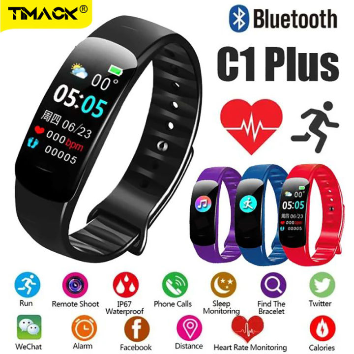 【Pre-order】 Timack® C1 Plus Waterproof Sport Smart Band Fitness Pedometer Monitor Smart Bracelet 0.96" Color Screen Men Women Smartwatch Multifunctional Sports Bracelet For Android IOS Unisex