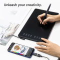 Huion H640p 6.3x3.9 inch Graphics Drawing Pen Tablet with 6 Programmable Press Key Android Support Styleus PW100. 