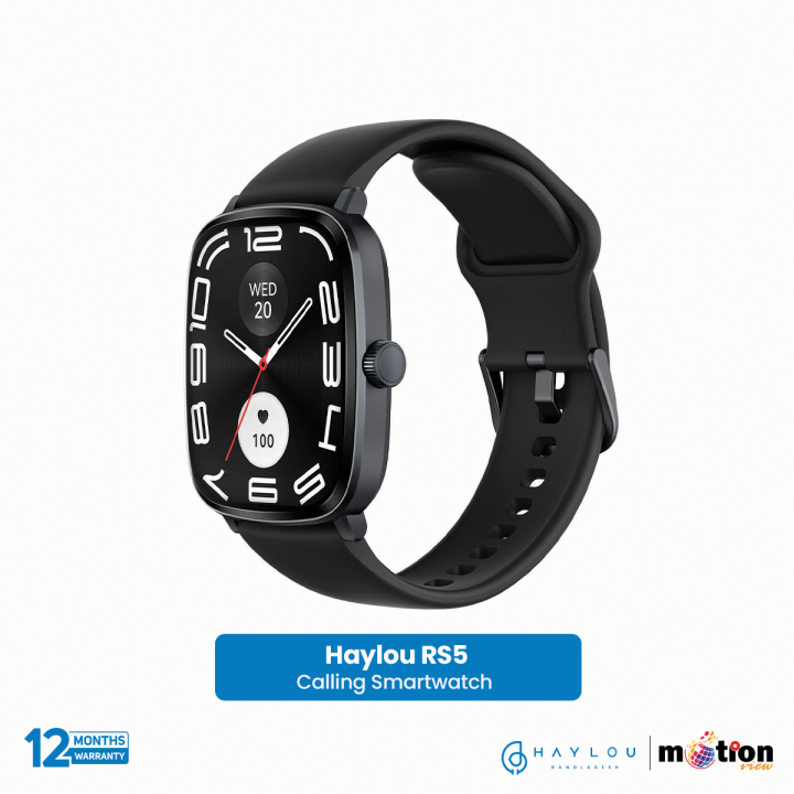Haylou RS5 2.01” AMOLED HD Display Bluetooth Calling Smartwatch - Black