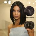 Short Straight Bob Black Wig Synthetic Natural Hair Wigs for Black Women Afro Middle Part Cosplay Daily Use Heat Resistant Fibre.
