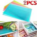 2 Pcs Easy Clean Kitchen Cabinet Pad Refrigerator Anti Slip Fridge Liner Mat.