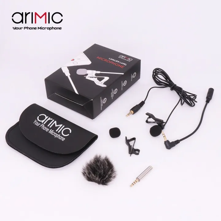 Arimic%20Lavalier%20Lapel%20Clip-on%20Omnidirectional%20Condenser%20Microphone%20Kit%20with%20cable%20adapter%20&%20windshield%20for%20iPhone%20Samsung%20-%20Image%202