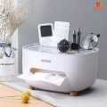 VETCS Multifunction Rectangular Tissue Box Cover Holder with Storage Napkin Tissue Box Holder,Stationery Remote Control Organizer for Home - NR Mart-2024.