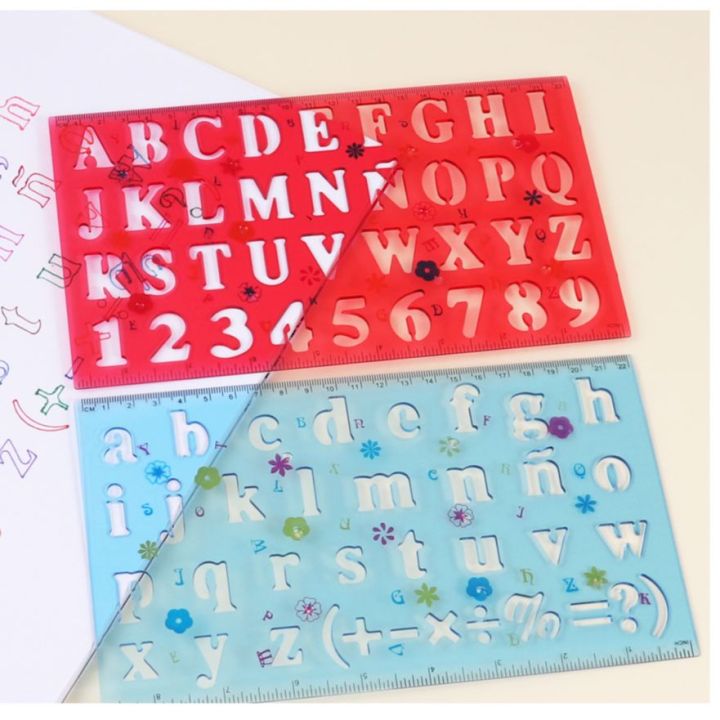 2 Colors abc Plastic Stencil Ruler Set | Daraz.com.bd