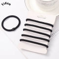 Korean Plain Black Hair Bands Black Hair Rubber Bands Small High Elastic Nylon Seamless Hairband.