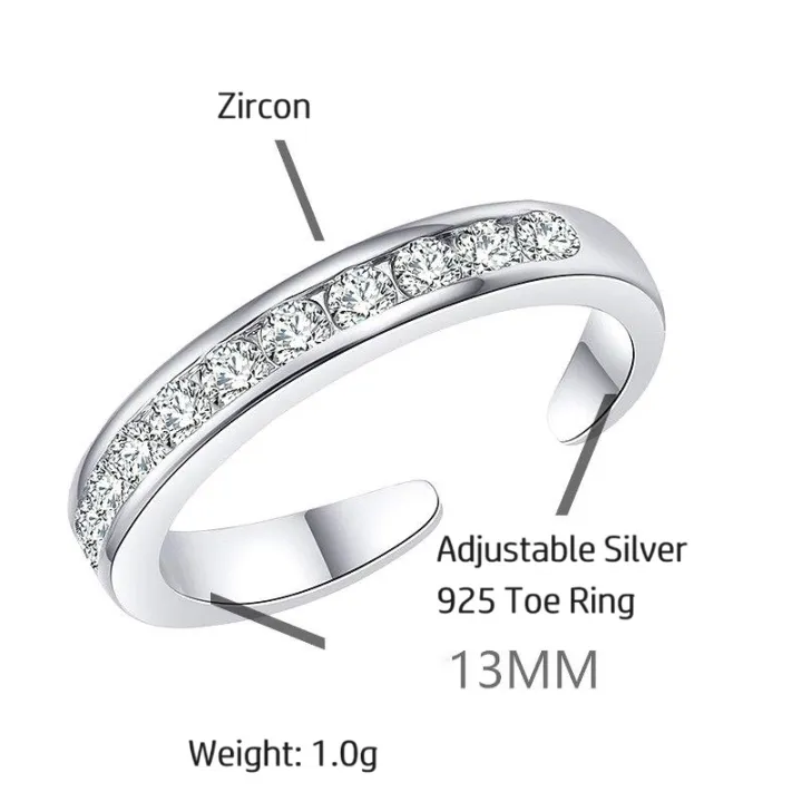 Luxury%20925%20Sterling%20Silver%20Toe%20Rings%20For%20Women%20Zircon%20Fine%20Jewelry%20Toe%20Ring%20Silver%20CZ%20Toe%20Ring%20-%20Image%203