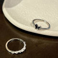 2PCS Shiny Crystal Butterfly Zircon Rings For Women Girls Korean Style Minimalist Wedding Finger Ring Silver Color Ring Jewelry Mzea. 