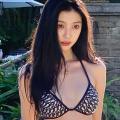 Yi Mengling Same Swimsuit Women Gathered Three-Point Bikini Hot Spring Halter Spaghetti Straps Split Suit Summer.