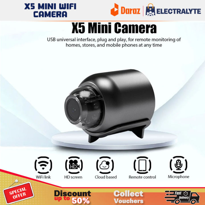 X5 Mini WiFi Camera Included Sound Detector App Control for Home Office Micro USB Baby Monitor Take Screenshots Record Videos Wifi Camera Mini Camera Wireless Camera Mini Wifi Camera