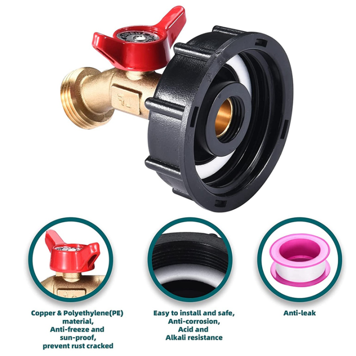 275-330%20Gallon%20IBC%20Tote%20Tank%20Adapter,%20Ibc%20Tote%20Fittings,%20S60%20X%206%20Coarse%20Thread%20+%20Garden%20Hose%20Valve%20Faucet%20-%20Image%204