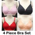 4 piece set Boil Fabrics Cotton Bras - Comfortable Choices for Girls and Women - Stylish Undergarments for All-Day Comfort.