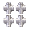 4Pcs Four-Way Joint Stainless Steel Hose Garden Hose Tube Connector Silver Water Tube Head Easy to Use.