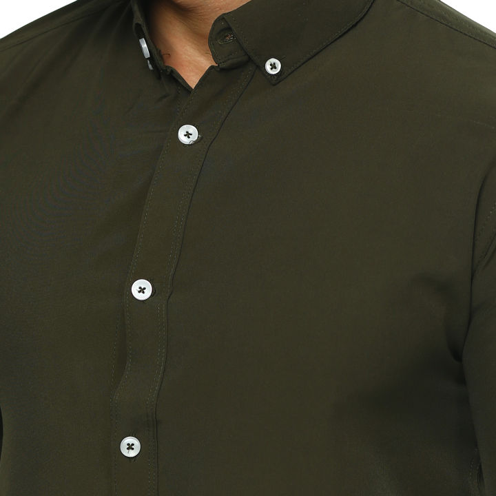 Plain%20olive%20color%20shirt%20for%20men%20-%20Image%204