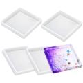 Silicone Coaster Molds Silicone Resin Mold, Clear Epoxy Molds For Casting With Resin, Concrete, Cement And Polymer Clay (4 Pack Square Molds). 