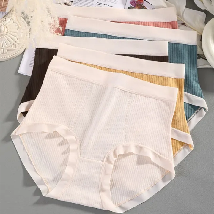 New%20Cotton%20Panties%20Plus%20Size%20Women's%20Underwear%20High%20Waist%20Tummy%20Control%20Briefs%20Underpants%20Female%20Solid%20Color%20Lingerie%20-%20Image%204