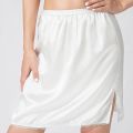 Women's Half Slips Elastic Waist Solid Color Satin Underskirt Lace Trim Skirt for Under Dresses Female Bottoming Underskirt.