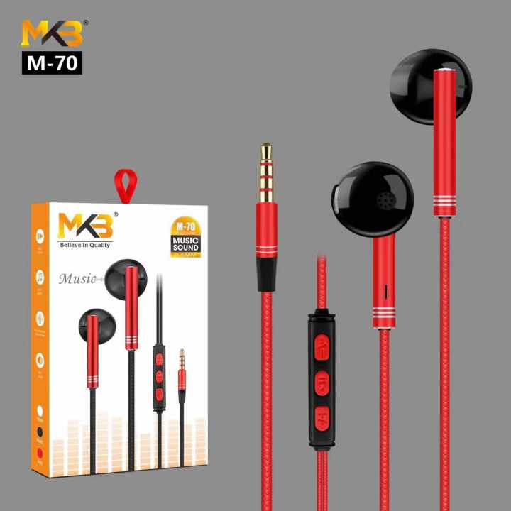 MKB M-70 Smart Wire-Connected Earphones Super Bass 3.5mm