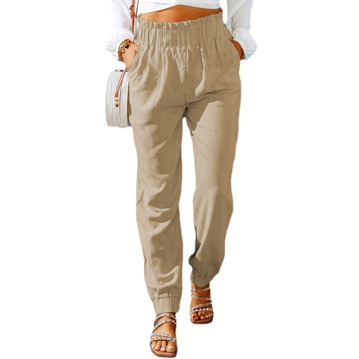 European%20and%20American%20Women's%20Casual%20Pants%20Spring%20New%20Solid%20Color%20Flounces%20Elastic%20Belt%20Leg%20Pants%20Women%20Drawstring%20Sweatpants%20-%20Image%207