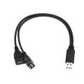 USB 2.0 A 1 Male to 2 Dual USB Female Data Hub Power Adapter Y Splitter Cable-black.