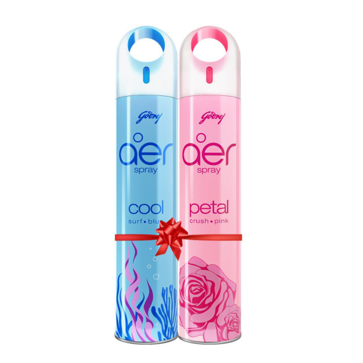 Aer Room (Air) Freshener Spray (Cool Surf Blue + Petal Crush Pink) 600ml - (Pack Of 2)
