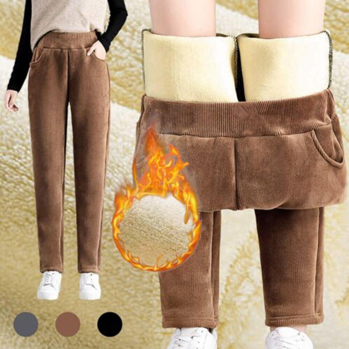 Thermal Fleece Winter Warm Jogging Bottoms Corduroy Women Pants