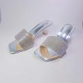 Women's Glass Box Heel Sandals Transparent Platform Slippers EVA Material Summer Open Toe Footwear for Ladies.