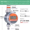 1PC Ball Valve LCD Garden Water Timer Rain Sensor Automatic Irrigation Controller Electronic Programmable Digital Joints.