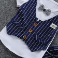 Toddler Baby Kids Boys Bow Vest T shirt Tops Plaid Shorts Set Outfits Clothes.