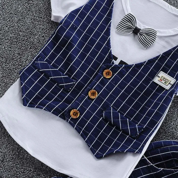 Toddler%20Baby%20Kids%20Boys%20Bow%20Vest%20T%20shirt%20Tops%20Plaid%20Shorts%20Set%20Outfits%20Clothes%20-%20Image%205