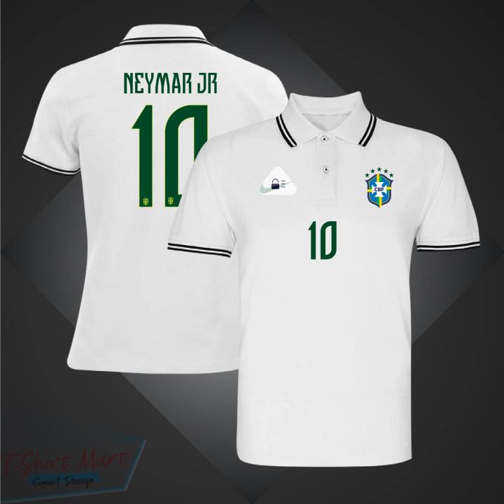 Brazil Short Sleeve Collart Polo Football Jersey For Men - Neymar jr 10 Half Sleeve Collar Polo t shirt - Brazil 10 Jersey