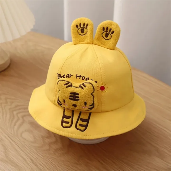 BeQeuewll%20Infant%20Boys%20Girls%20Fisherman%20Hat%203D%20Plush%20Cartoon%20Animal%20Bear/Dog/Tiger/Rabbit%20Wide%20Brim%20Sun%20Protection%20Cap%20Sunscreen%20-%20Image%203