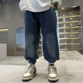 2024 Autumn New Boy Pants 2 4 6 8 10 Yrs Jeans Loose Casual Back Patch Denim trousers Teenage School Boy Spring Children's Pants. 