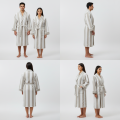 Luxury Striped Bathrobe  100% Cotton Velvet Outside & Terry Inside  Soft, Absorbent & Premium Home & SPA Wear. 