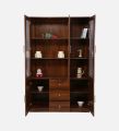 Crockery Display Unit with 3 door Display Cabinet Showcase, 5 Closed Shelf and 3 Drawer, Dish Cabinet, Drainer Cabinet, 3 Door Design, Dustproof And Oil Resistant Multifunctional Storage Cabinet (Columbian Walnut)72/45". 