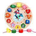 Wooden Clock Puzzles Time Learning Shape Sorting Color Game Early Education Math Set Kid Jigsaw Play Tool Preschool Toddler Toy. 
