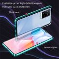 Biruiqu For VIVO Y21 Y21s Y33s Y21A Y33A Y21T Y33T Magnetic Absorption Case Metal Frame Shockproof Double Sided Tempered Glass Magnetic Case Cover.