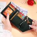 Elegant Minimalist Tassel Charm Women Wallet - New Black/Silver/Pink.
