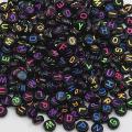 Black Round Neon Alphabet Beads 50 pcs. 