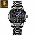 POEDAGAR 805 Three Small Dials Men Watch Waterproof Quartz Watches Stainless Steel Band Wristwatch. 