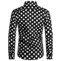 Black White Polka Dot Shirt Men Chemise Homme Casual Button Up Mens Dress Shirts Garden Point Camisas Masculina USA Size XS-XXL.