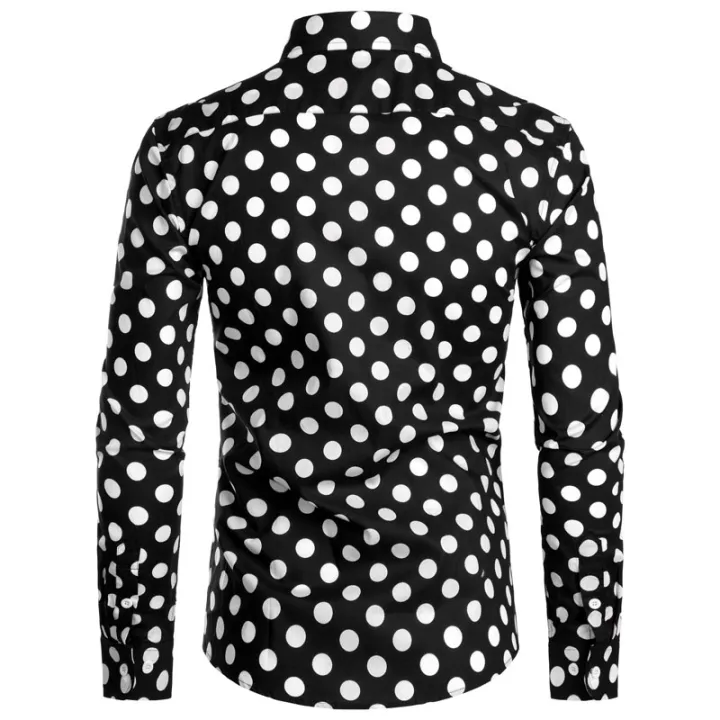 Black%20White%20Polka%20Dot%20Shirt%20Men%20Chemise%20Homme%20Casual%20Button%20Up%20Mens%20Dress%20Shirts%20Garden%20Point%20Camisas%20Masculina%20USA%20Size%20XS-XXL%20-%20Image%202