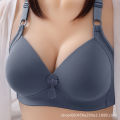 Cross-border plus-size thin glossy bra without underwires gathered three-breasted women's underwear factory direct supply.