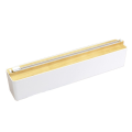 Plastic Wrap Dispenser,Foil Dispenser,Refillable Cling Wrap Dispenser,Foil Cling Film Dispenser Wrap Dispenser Easy to Use White & Wood Grain.