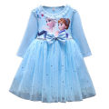 Girls Aisha princess dress frozen cartoon elsa dress spring and autumn children's bow mesh skirt. 