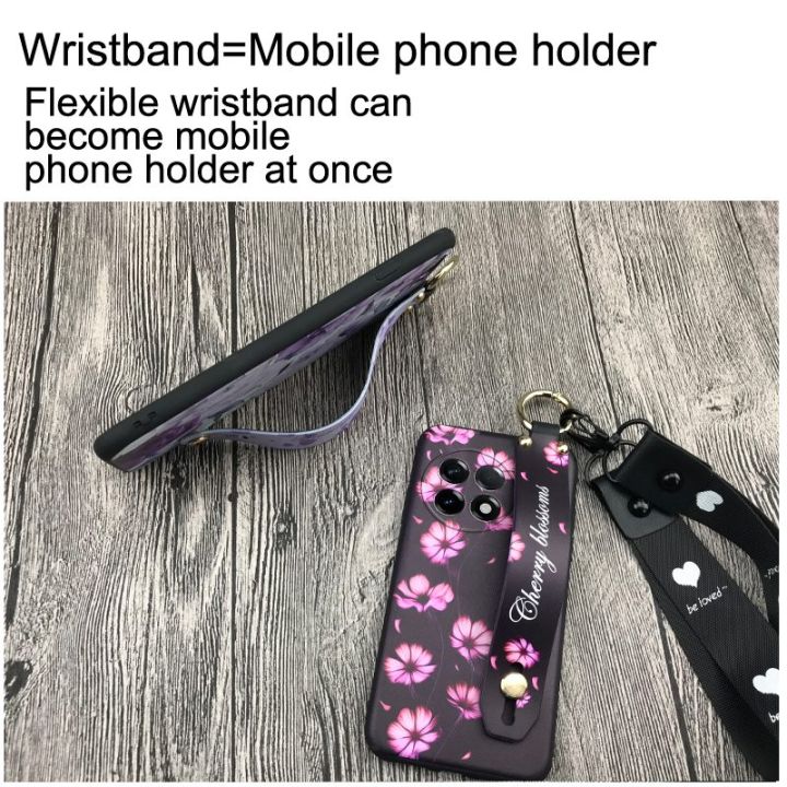 Dirt-resistant%20Flower%20Phone%20Case%20For%20OnePlus%2011/1+11%20Wristband%20Anti-knock%20Back%20Cover%20Shockproof%20Lanyard%20Protective%20Ring%20-%20Image%203