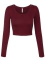 Ladies Long Sleeve Crop Top Women's Fashion Tops Sleeve Length Crop Top. 