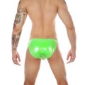 CLEVER-MENMODE MEN'S REFLECTIVE METALLIC LASER FAUX LEATHER SURF SWIMMING. 