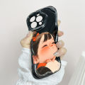 Hontinga for Realme C21Y C25Y Back Back Cover Cute Lovely Girl Cream Texture Wavy Edge Soft Phone Case.