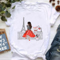 Paris Eifel Tower girl love French bulldog print t shirt Women summer fashion short sleeve tshirt femme cute casual tee shirt. 