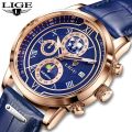 LIGE Luxury Mens Watches Business Fashion Leather Quartz Watch For Men Casual Waterproof Luminous Chronograph Relogio Masculino 8974.